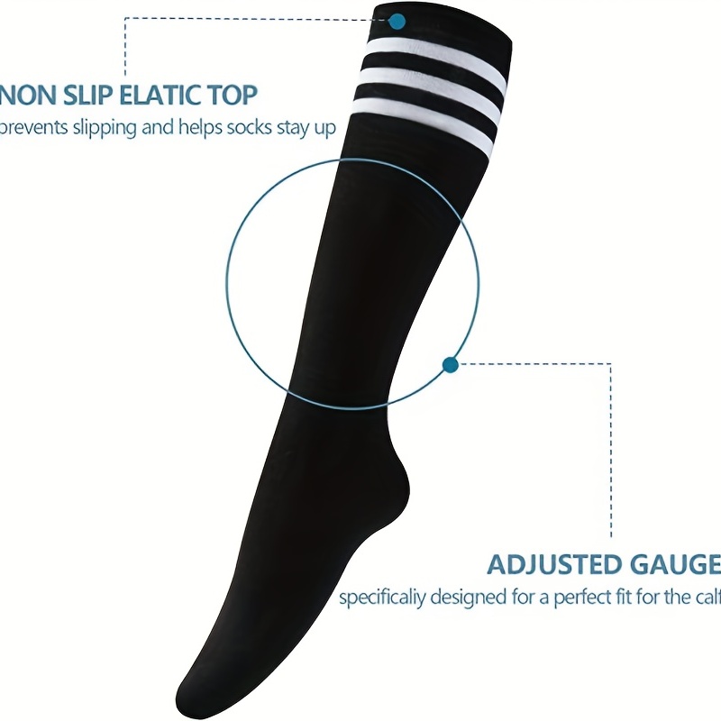 Black White Stripe Socks Premium Cotton Short Knee high Over The Knee Thigh  High