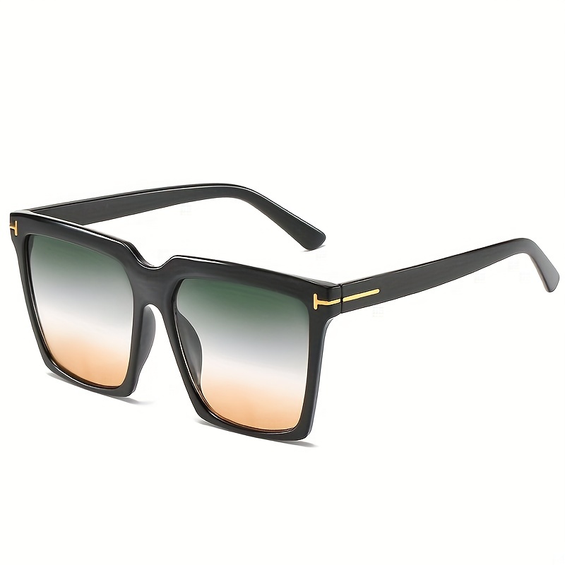 Square Frame Sunglasses Ombre Lens Glasses Rivet Decor Eyewear