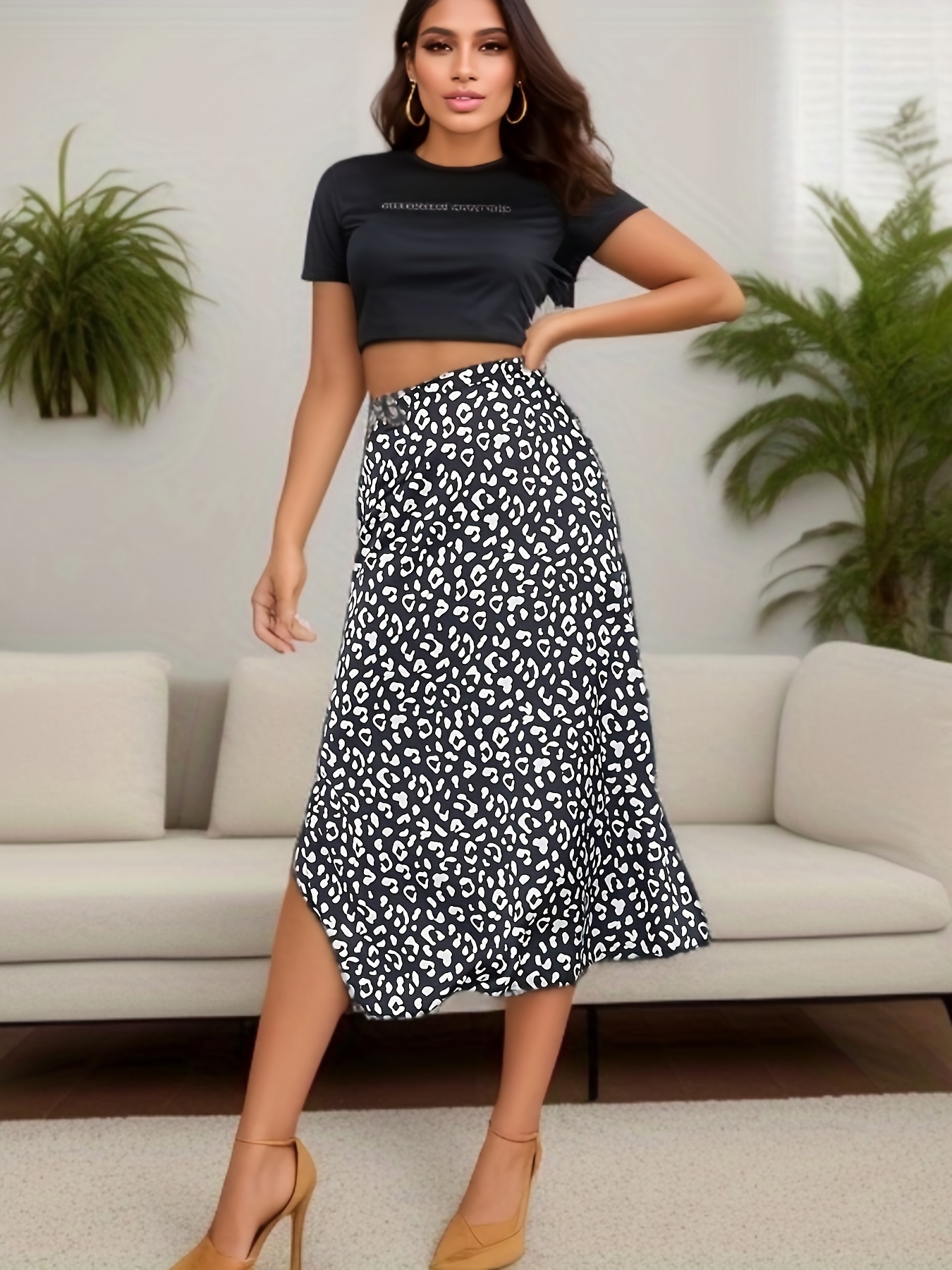 Leopard midi skirt top xxl