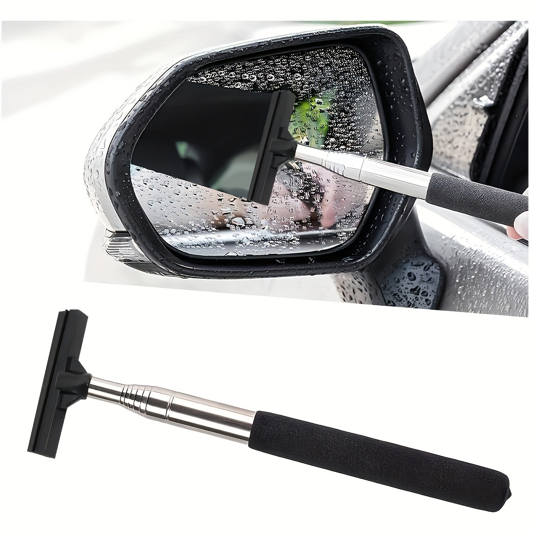Retractable Rearview Mirror Wiper Snow Brush And Ice Scraper Clean Car  Window Cleaner, For Gas Station, Glass, Shower, Windshield Cleaning, Black/  - Temu United Arab Emirates