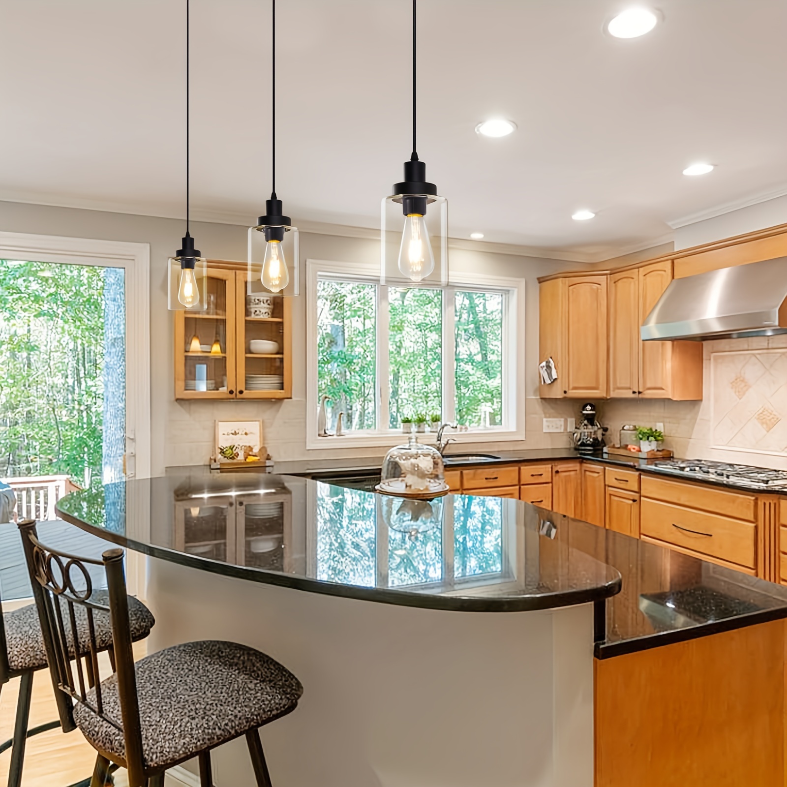 Clear glass pendant lights deals for kitchen island