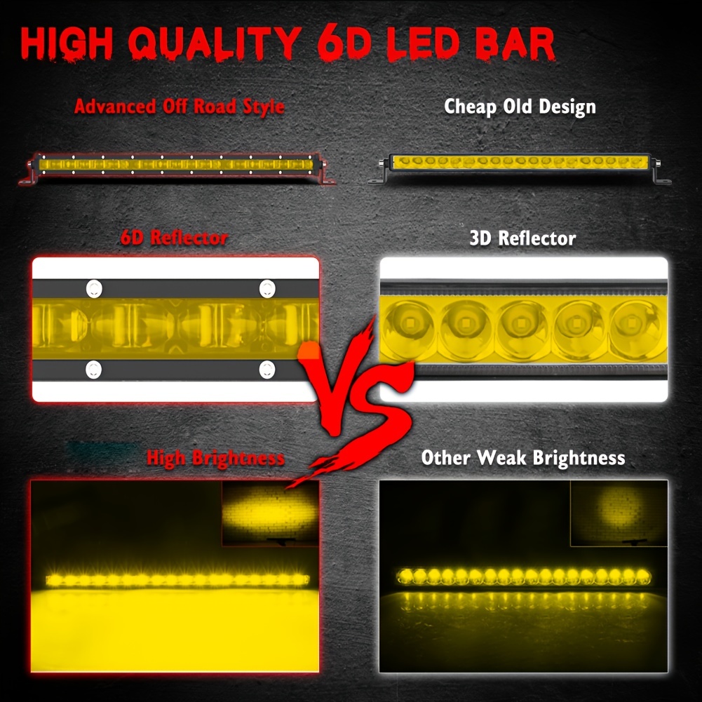 超薄型 6D レンズ LED ライトバー 20 インチ LED ワークライトアンバー