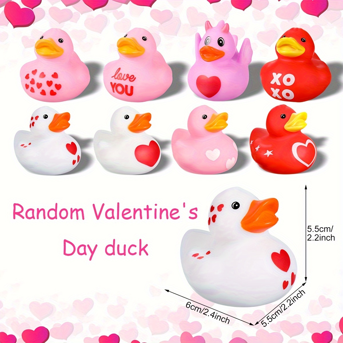 12pcs/24pcs/36pcs, Valentine Rubber Ducks, Heart Ducks, Red And Pink Rubber  Duckies, Mini Ducks Bulk, Valentines Day Party Favors, Bathtub Toys For Va