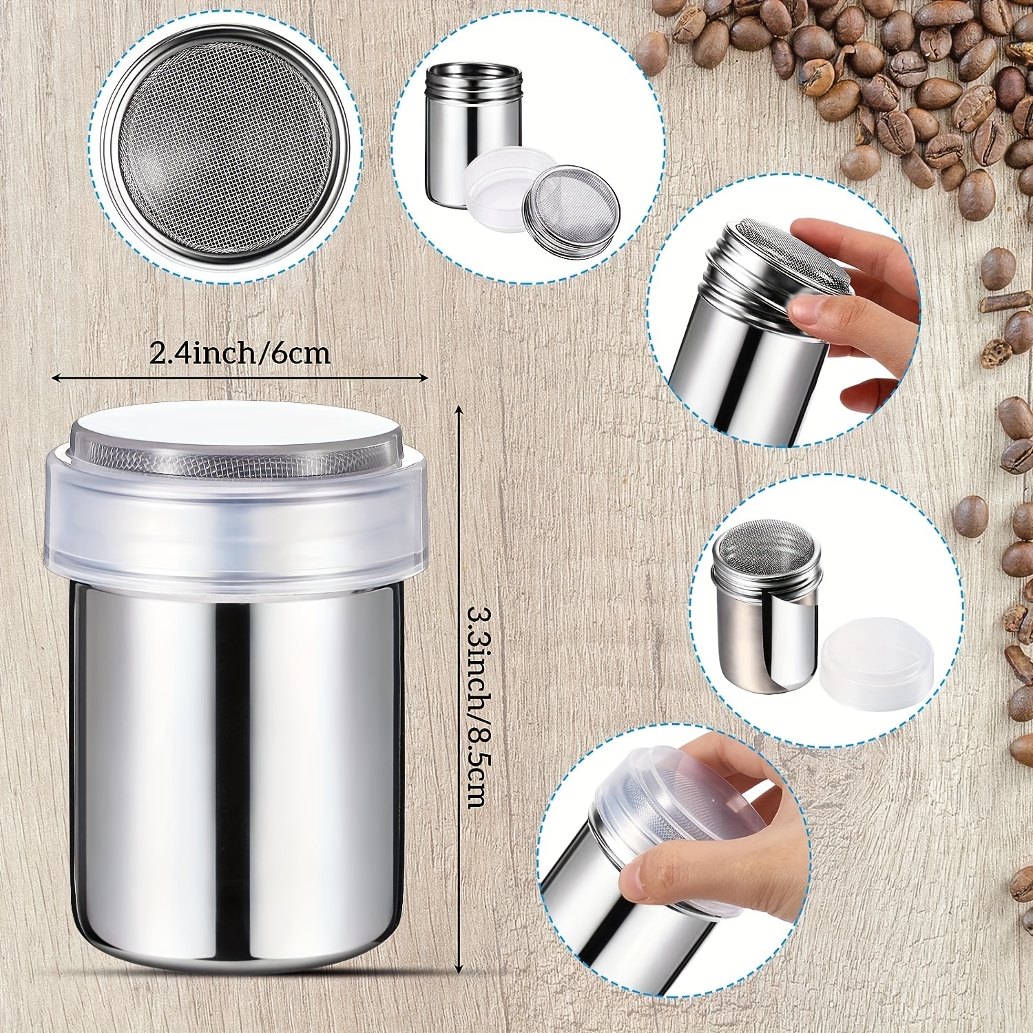 Stainless Steel Powder Shaker Set Chocolate Shaker With - Temu