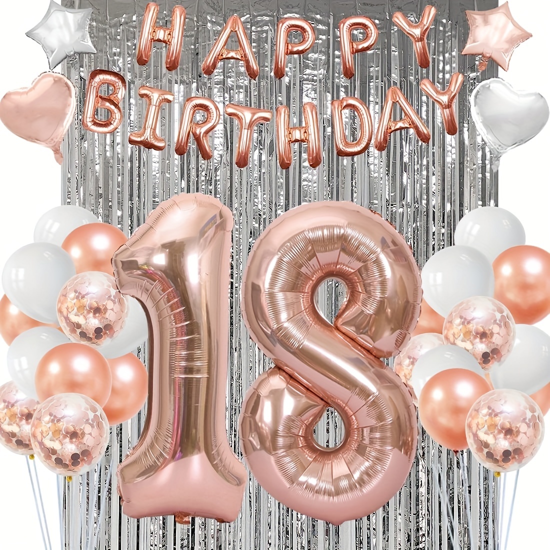 Decoraciones de cumpleaños número 18 para niñas, decoraciones de cumpleaños  de 18 para niñas, globos de números 18, decoraciones de fiesta de