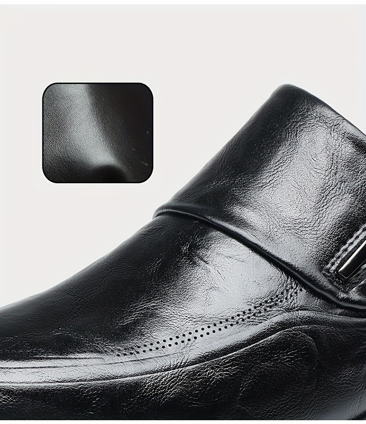 zapatos de vestir de cuero sintético auténtico para hombre, zapatos formales de  , zapatos casuales para caminar, zapatos sin cordones para hombre. Detalles del producto 3