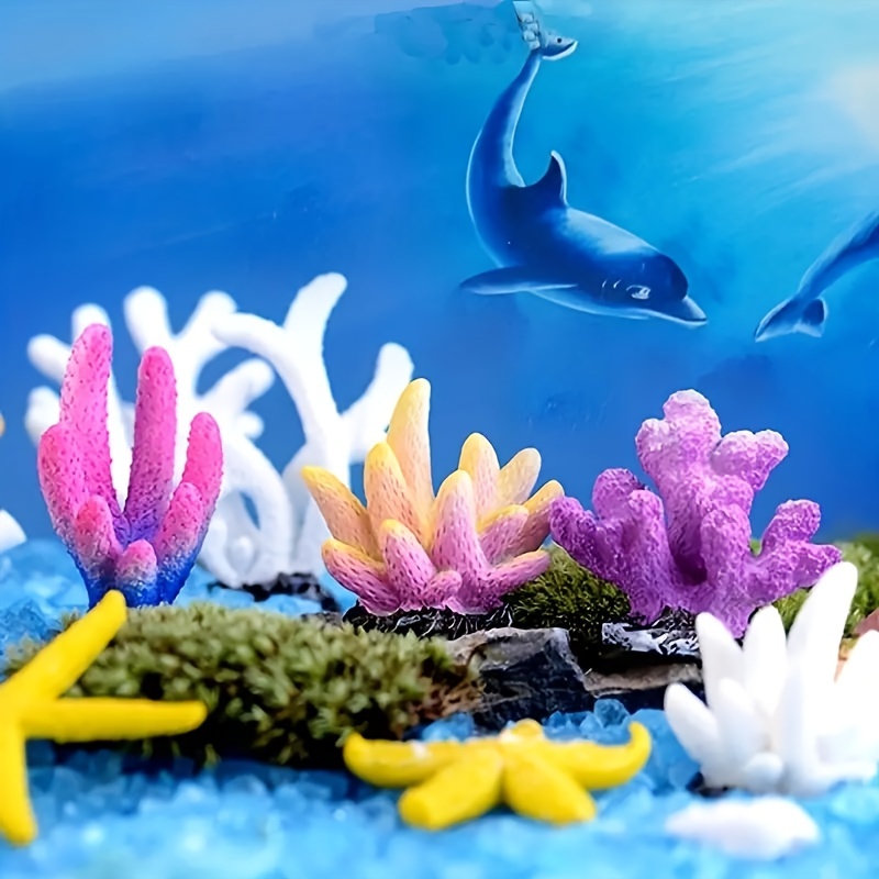 Small Coral Figurine Miniature Landscape Fish Decorations - Temu