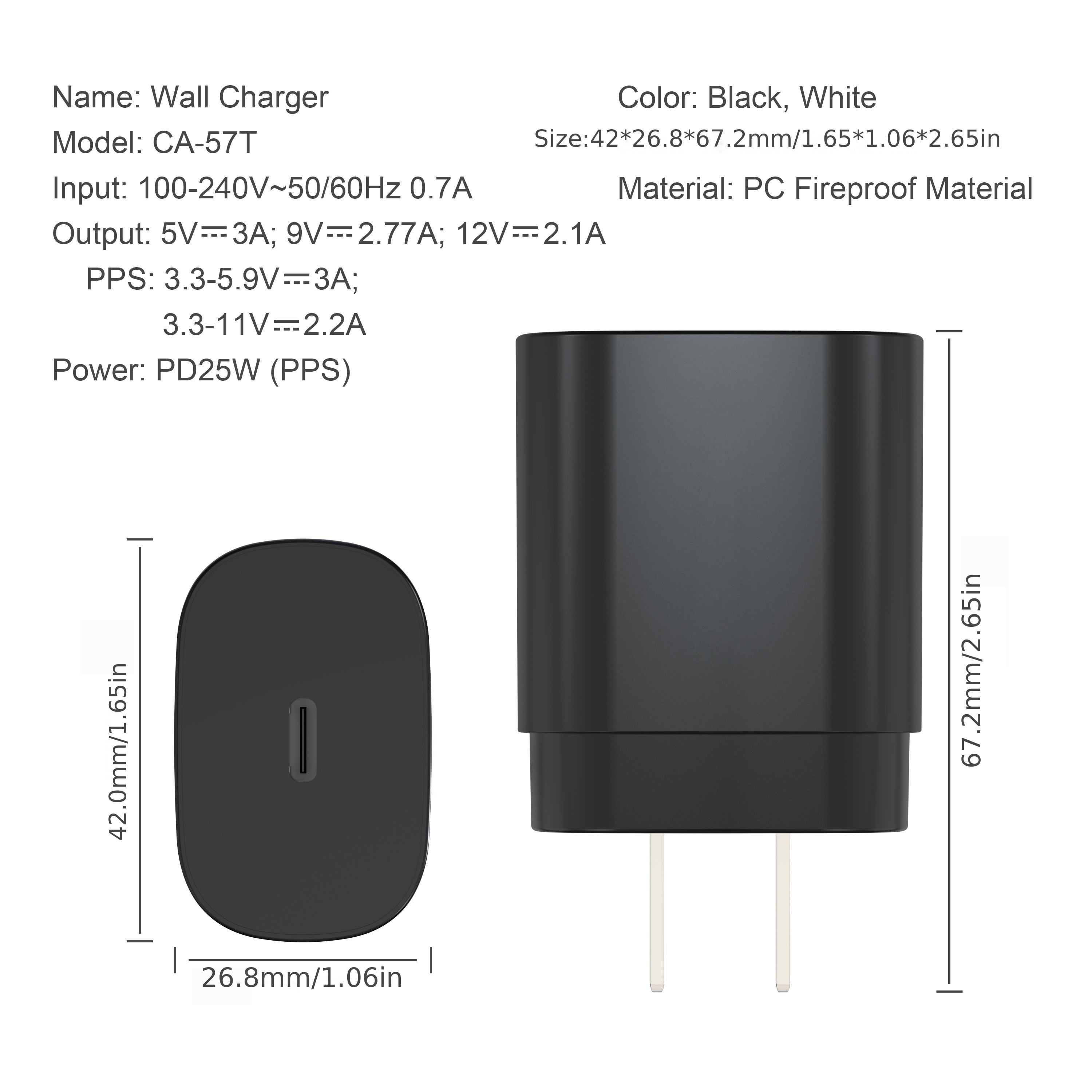 Cargador de alimentación USB C de 25 W, adaptador de pared tipo C, bloque  de cargador USB C con cable USB C de 6.6 pies para iPhone 14 Pro/14 Pro