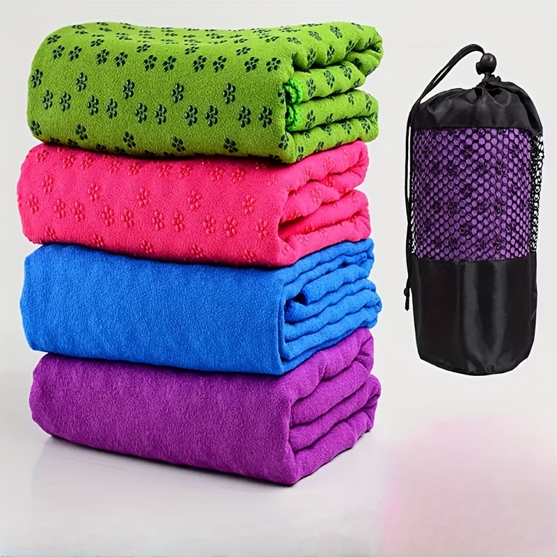 Non Slip Cotton Yoga Mat Towel Travel Sport Fitness Exercise Yoga Mat Cover  with Anti-slip Grip Dots Colorful Printed Blanket