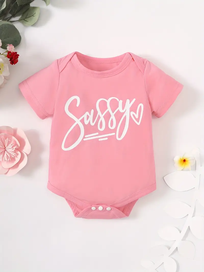 Cute sassy Graphic Baby Girls Short Sleeve Onesie Romper - Temu