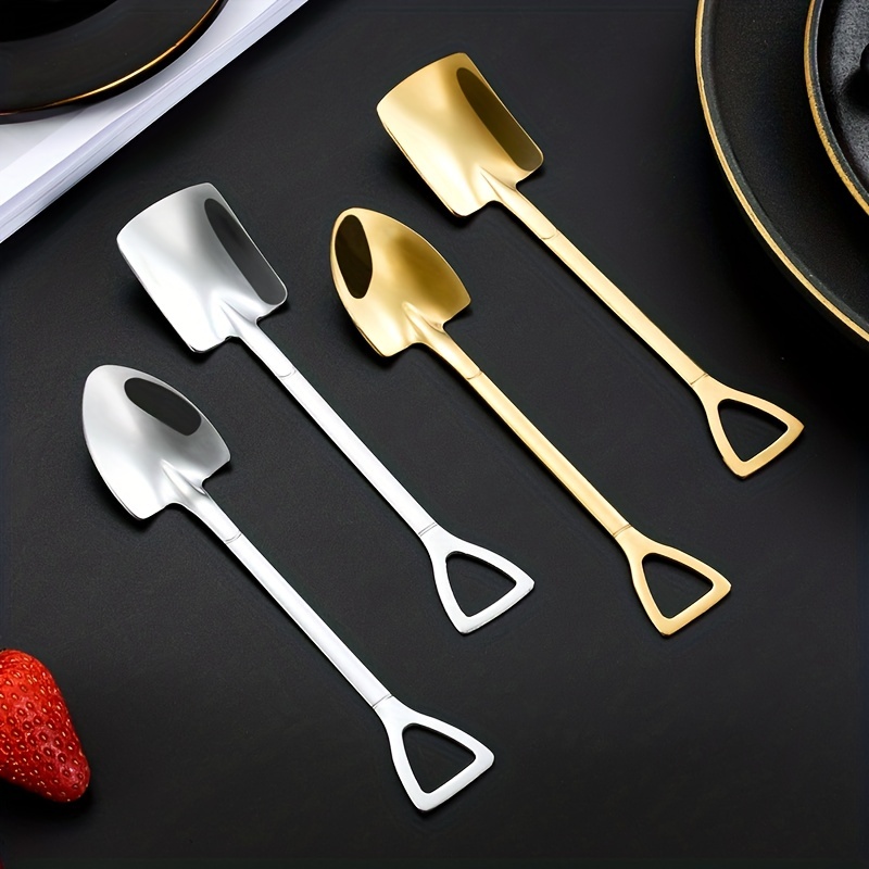 Stainless Steel Shovel Spoon Creative Fruit Dessert Spoon Ice Cream Scoop  Household Kitchen Accessories Tableware Cutlery Set