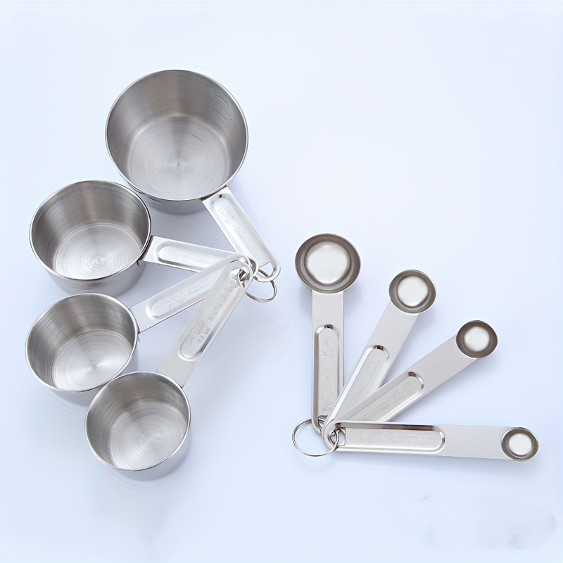 Measuring Spoon Set - Stainless Steel Measuring Spoons and Blue