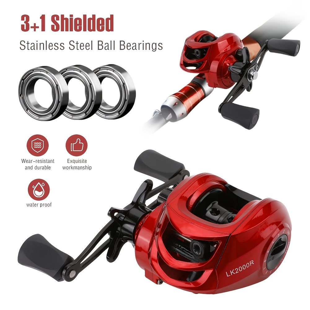 Metal Baitcasting Reel, Lightweight Inshore Surf Bait Casters Reel, 7.2:1  Gear Ratio With 10pcs Magnetic Brake For Saltwater Freshwater