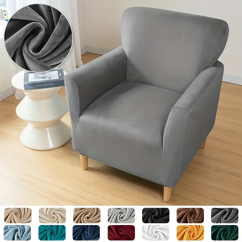 1pc super soft armchair slipcovers elastic velvet club tub chair slipcovers for living room bar counter hotel home decor details 4
