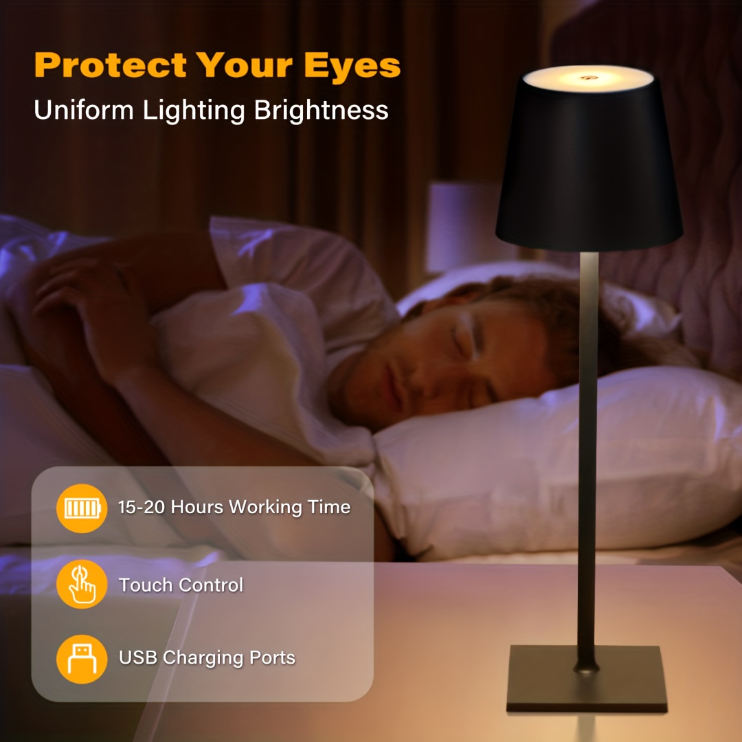 Led Cordless Table Lamp, Battery Powered Lamp,usb Rechargeable