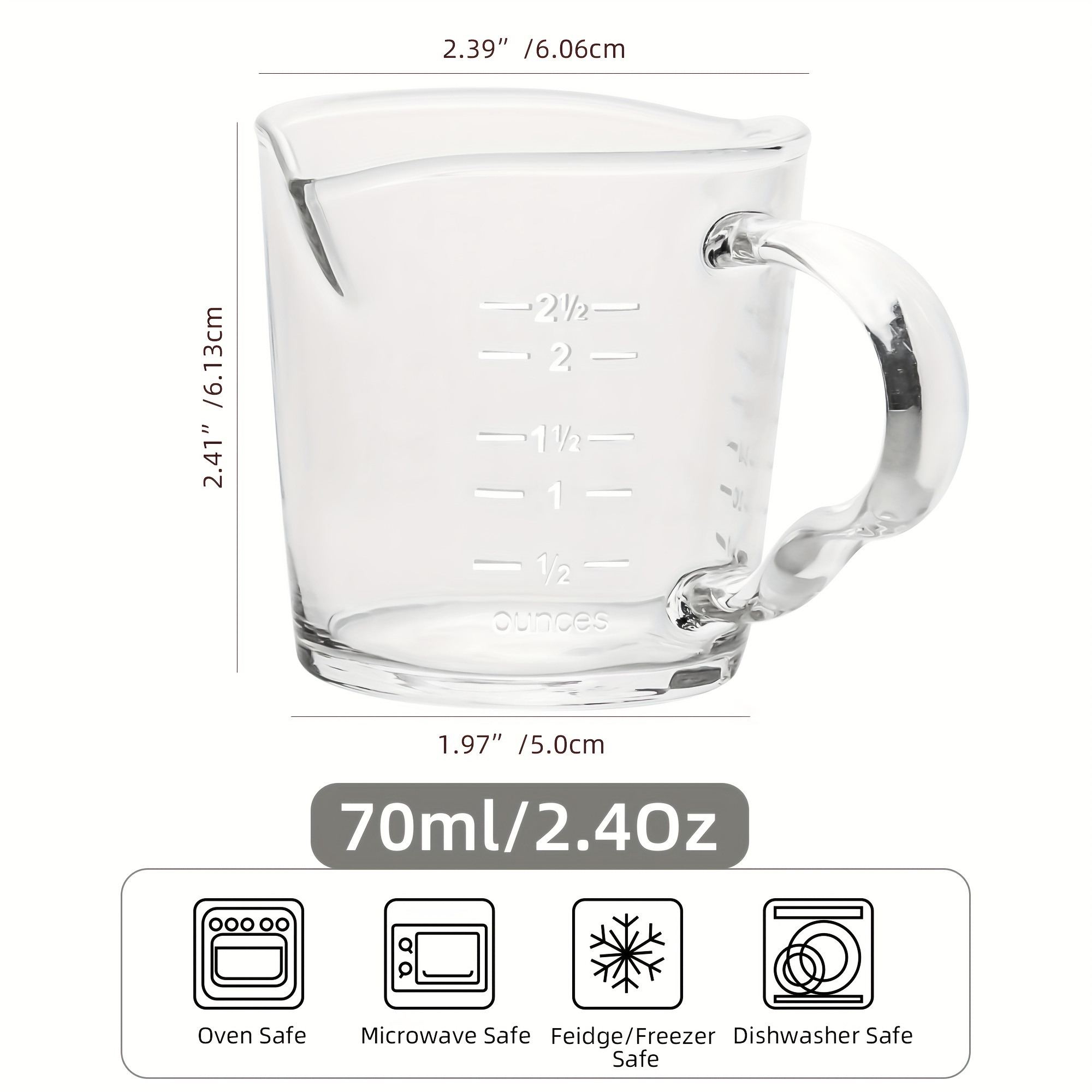 Glass Measuring Cups, High Borosilicate Tempered Glass Liquid