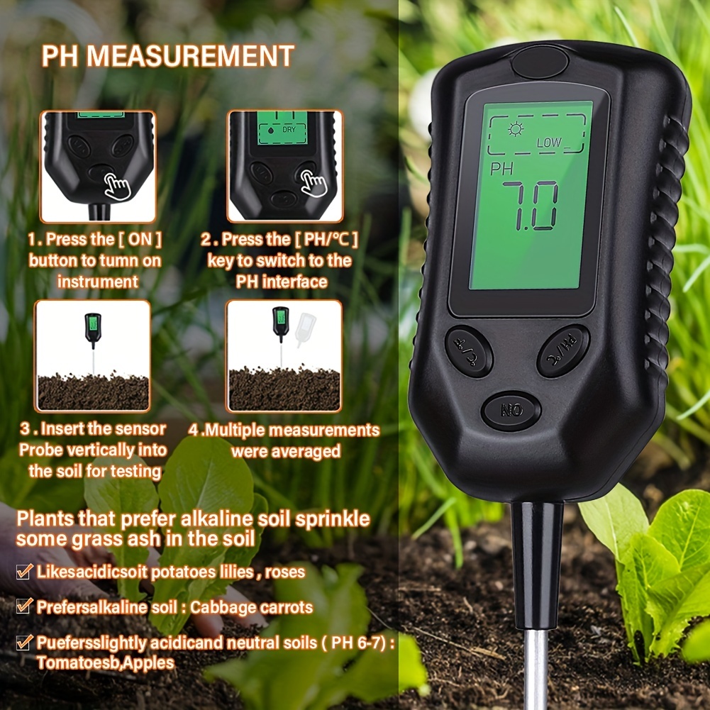 3 in 1 Soil PH Meter Sunlight PH Tester Garden Flowers Soil Moisture Sensor  Meter Plants Acidity Humidity PH Monitor Detector - AliExpress
