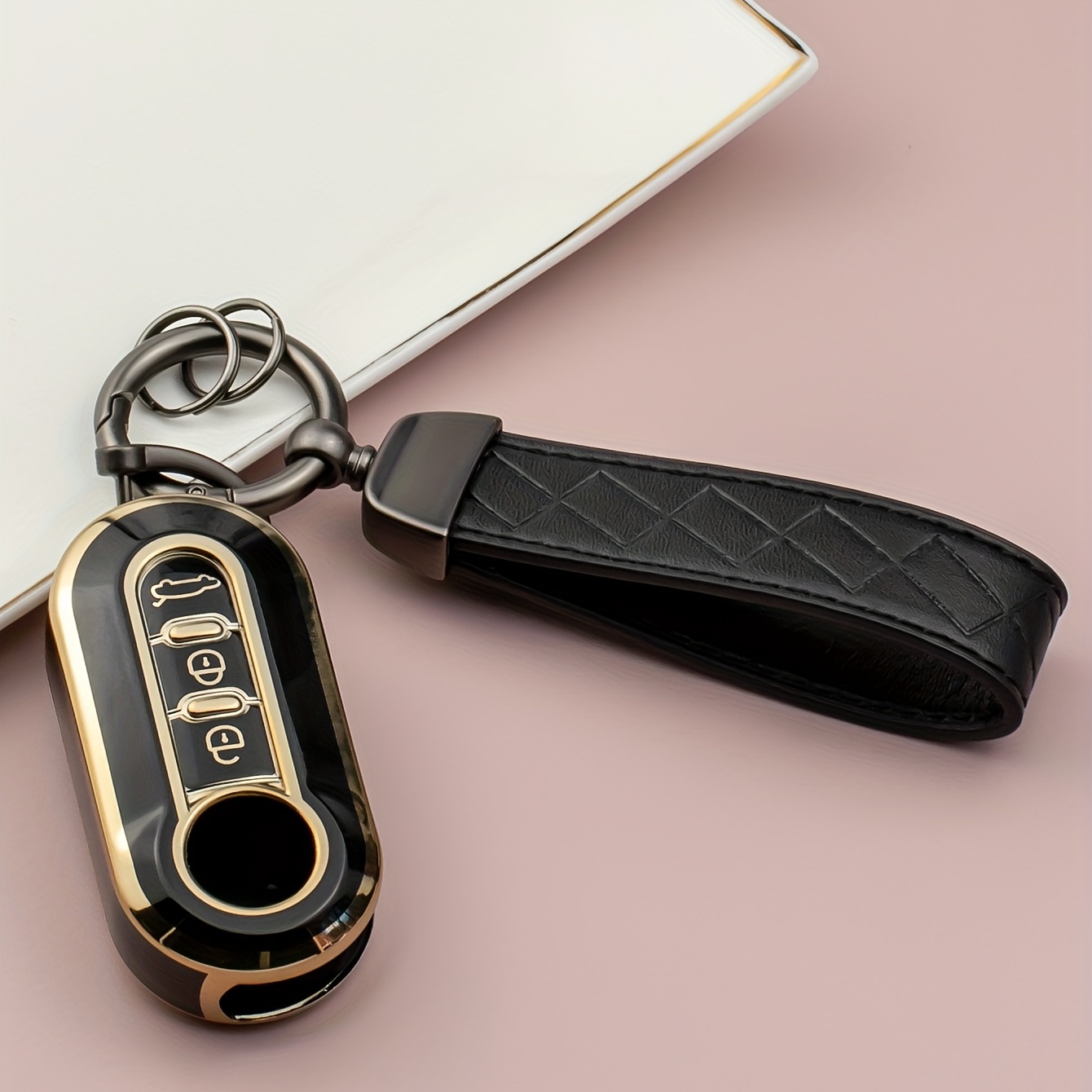 3pcs For Fiat Tpu Material Soft Shell Car Key Protection Case With Key  Bag+leather Keychain And Screwdriver, Suitable For Fiat Smart Three-button  Car Key, Unisex Keyring