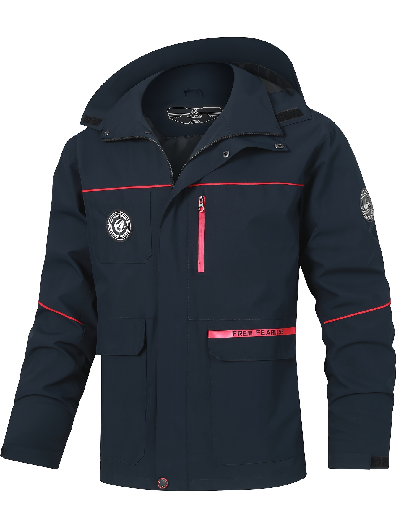 mens casual hooded windbreaker jacket multi pocket jacket for outdoor activities