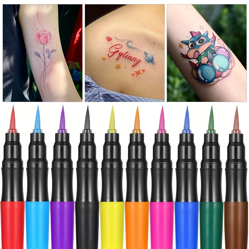 Pilot Clicker 0.7mm Tip Erasable Ink Gel Pen Tattoo Design (Pack of 9  Assorted Colours) Supplied Loose : Amazon.co.uk: Stationery & Office  Supplies
