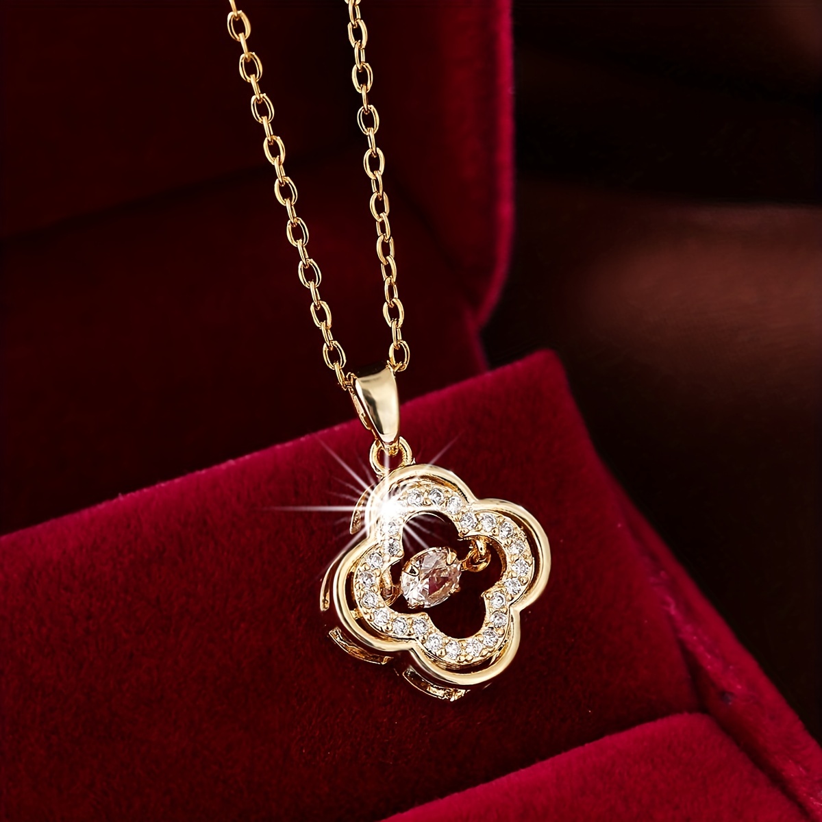 18K Gold Plated Necklaces Luxury Designer Necklace Flowers Four