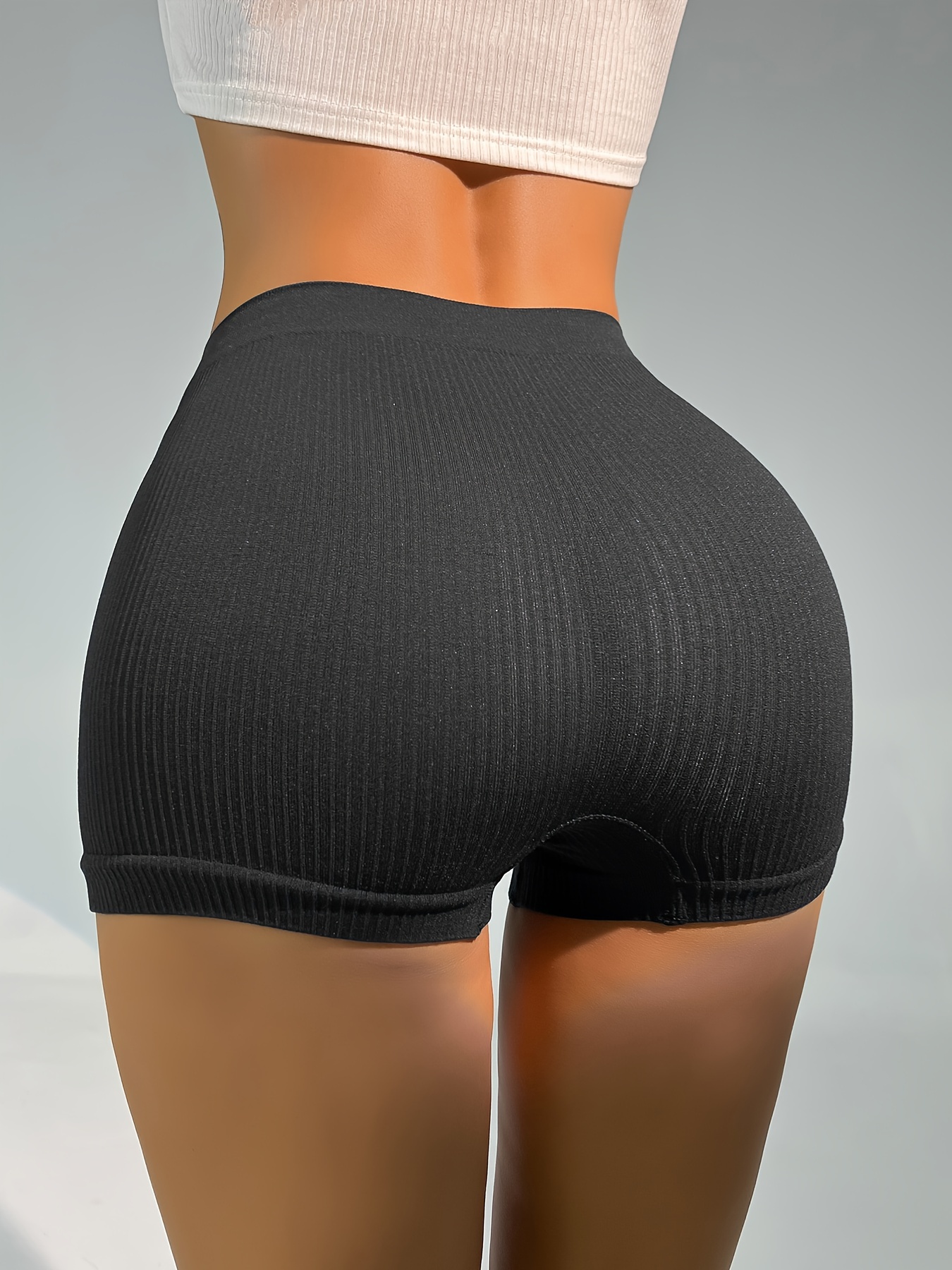 Simple Ribbed Knit Textured Panty Comfy Stretchy - Temu