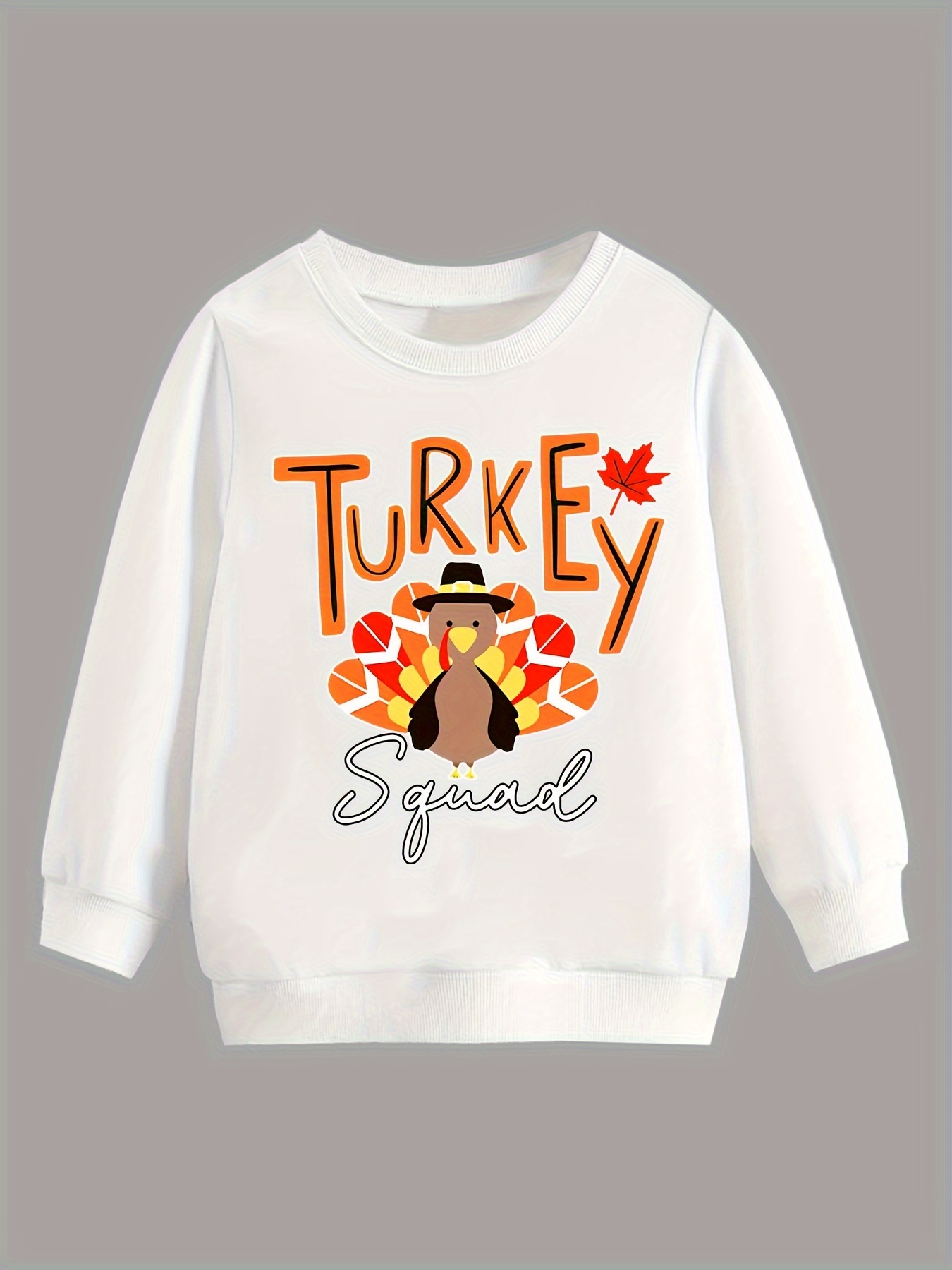 Turkey Squad」プリント子供用暖かいフリーススウェットシャツ