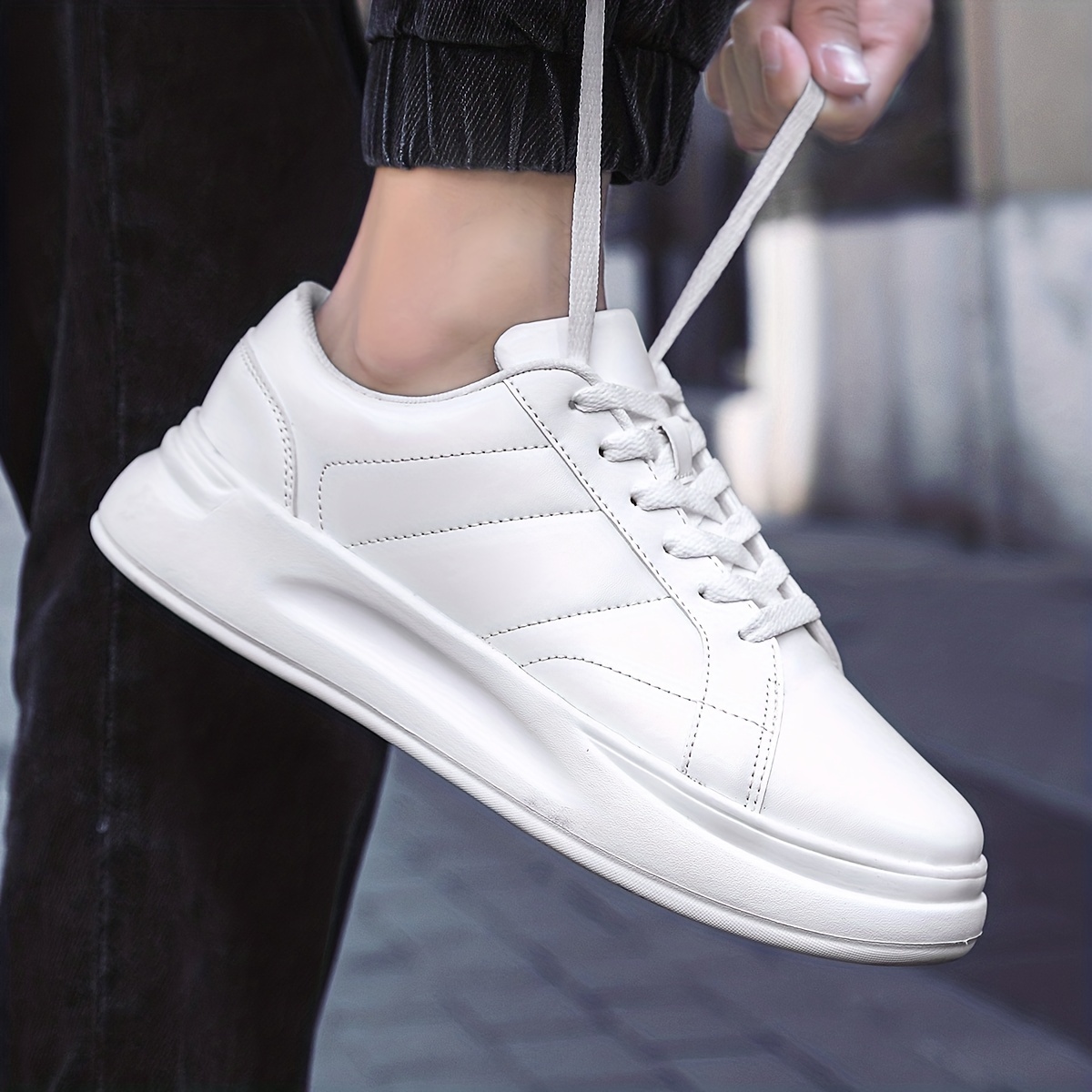 Men's Platform Sneakers Lace-Up Comfortable Shoes