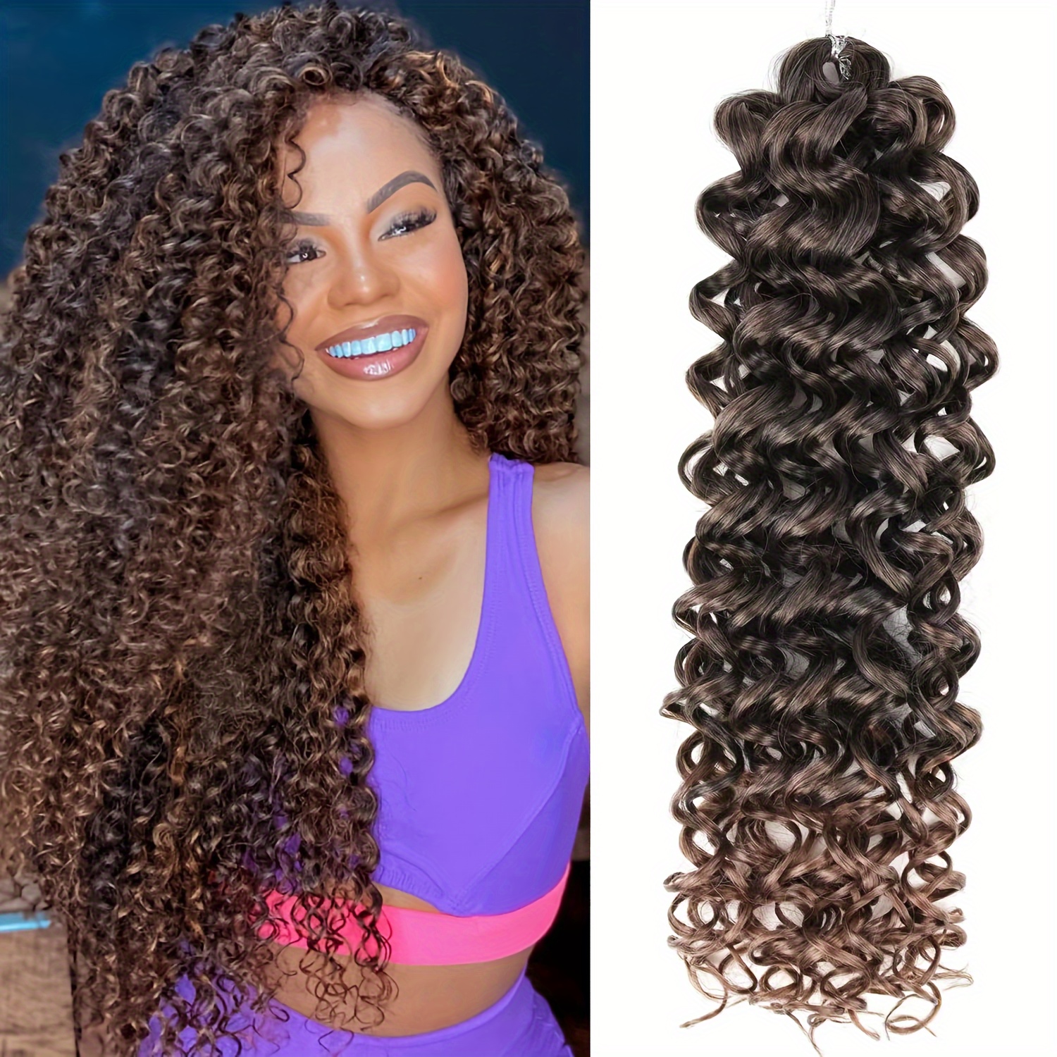 14 18 Inch GoGo Curl Crochet Hair Water Wave Crochet hair Natural Black  Ombre Ocean Wave Braiding hair Beach Curl Synthetic Hair