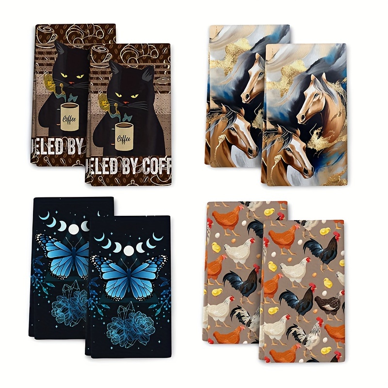 Dish Cloth Decorative Set Cute Birds Tea Towels Absorbent - Temu