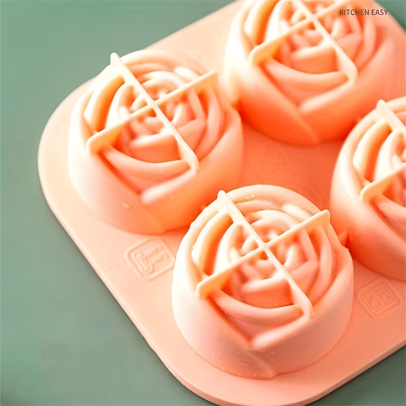 4-Hole Silicone Rose Ice mold Silicone Ice Cube Molds for Whiskey Cocktails  Beverages Iced Tea Rose Flower Shape Mold