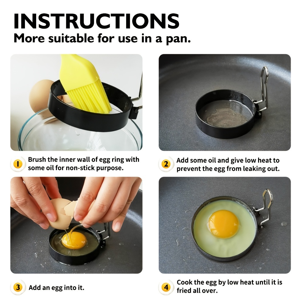 Egg Rings, Round Egg Ring Set With Anti-scald Handle For Frying Or