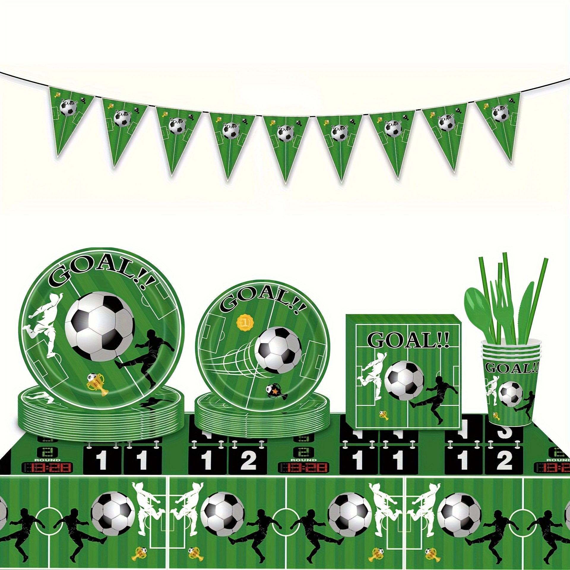Soccer Happy Birthday Backdrop and Table Cover Set - Soccer Theme