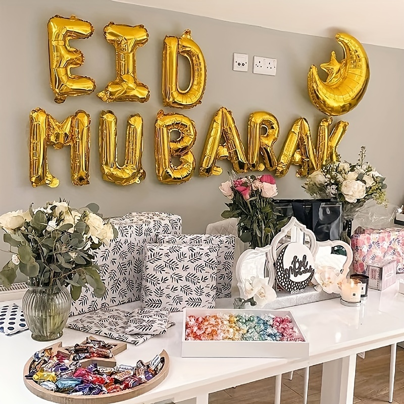 Set Eid Mubarak Balloon Background Ramadan Decoration 2024 Ramadan ...