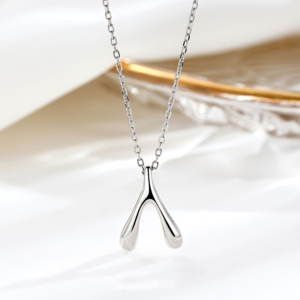 Delicate W Letter Necklace 925 Sterling Silver Double V Clavicle