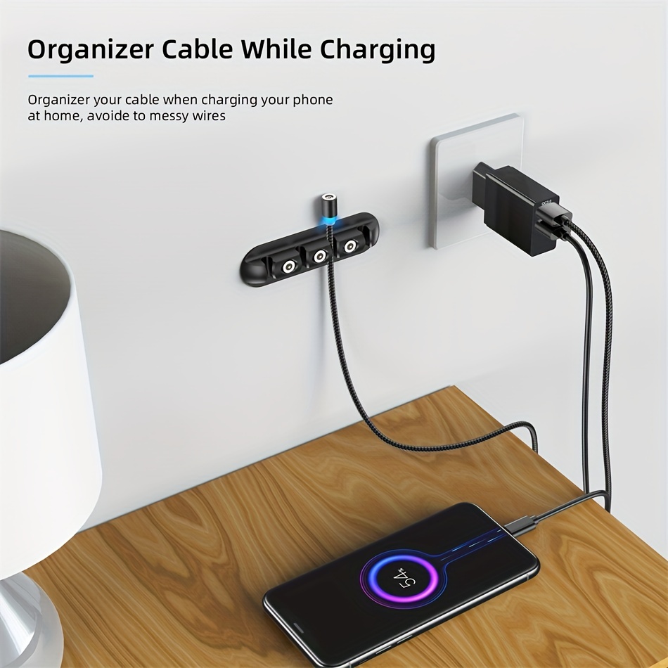 3PCS 4 Holes Magnetic Suction Head Cable Organizer Holder