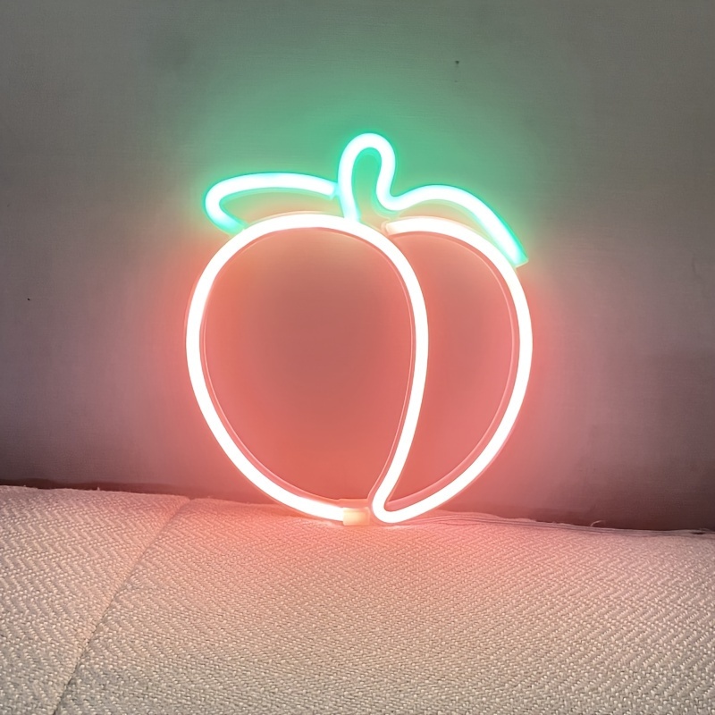 

1pc Led Neon Lights, Peach Shaped Light, Pink Peach Yellow Peach White Peach, Exquisite And Cute Small Night Light, Store Decoration, Room Decoration, Atmosphere Light