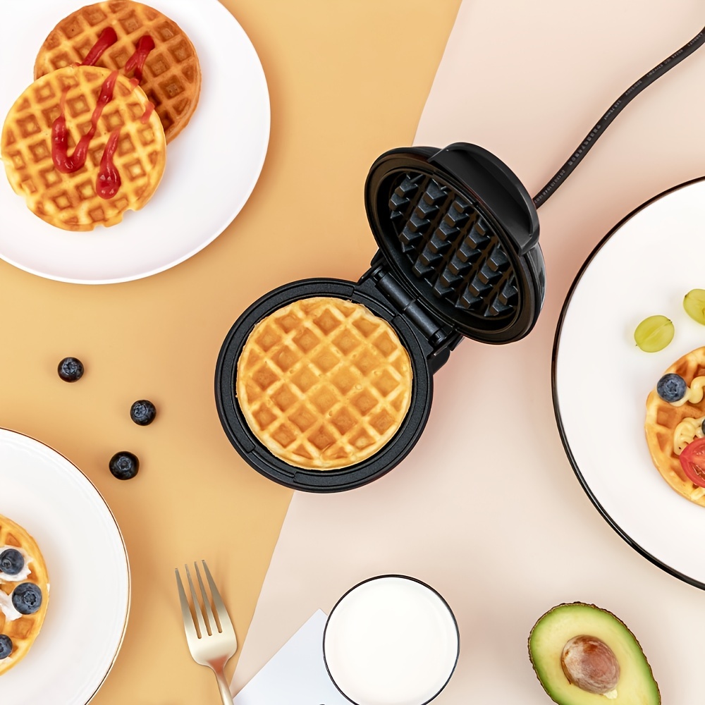 1pc 350w 4-inch Mini Waffle Maker Machine, Plug-in Type, Round