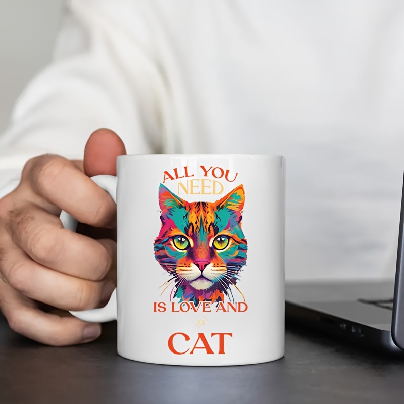 Linda taza de café de gato con tapa, regalo para amantes de los gatos, taza  de cerámica única, tazas de té de porcelana para niñas y mujeres, 460ml