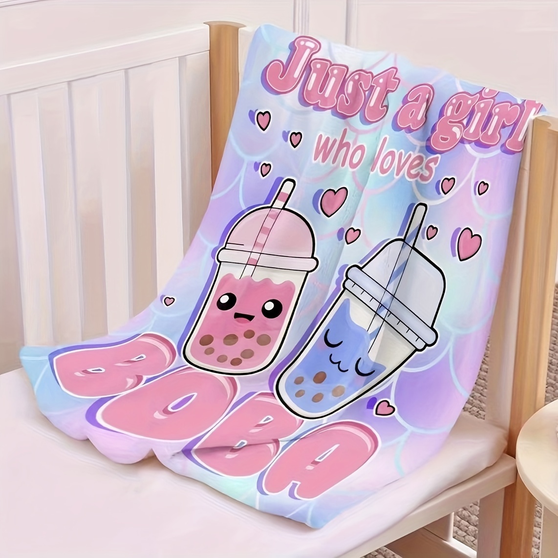 

1pc Kawaii Bubble Tea Enthusiasts Comfortable Flannel Blanket Cute Boba Decoration For Women, And Teenagers' Birthdays And Christmas Sofa Blanket Nap Blanket Bedroom Blanket