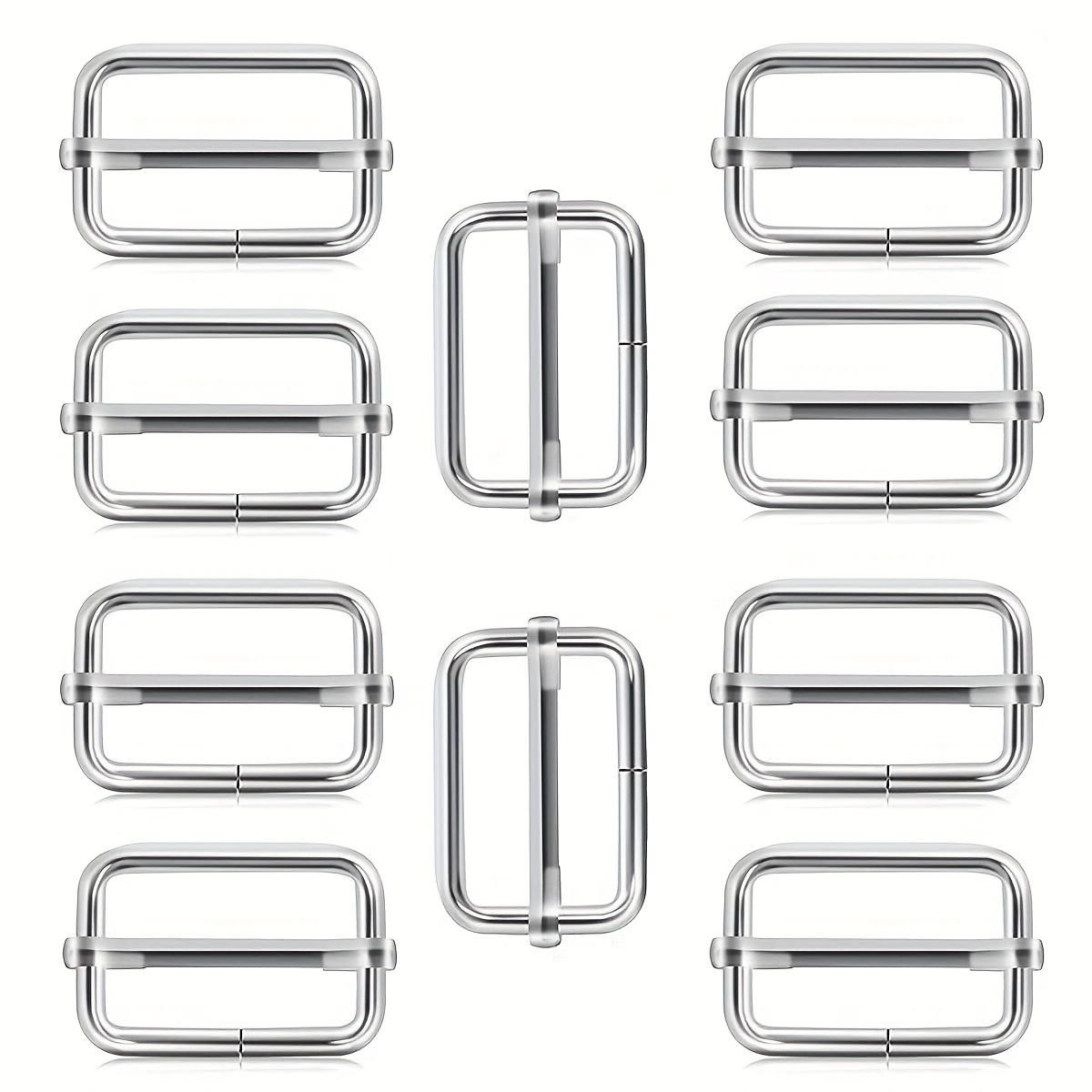

10pcs Metal Slide Buckle Rectangle Adjustable Webbing Slider, Adjustable Metal Triglide Slides Rectangle For Belt Bags Diy Accessories