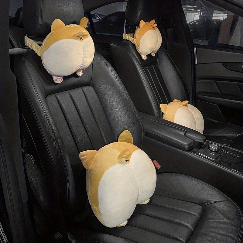 Car Headrest Car Neck Pillows Cute Cartoon Plush Lumbar Support