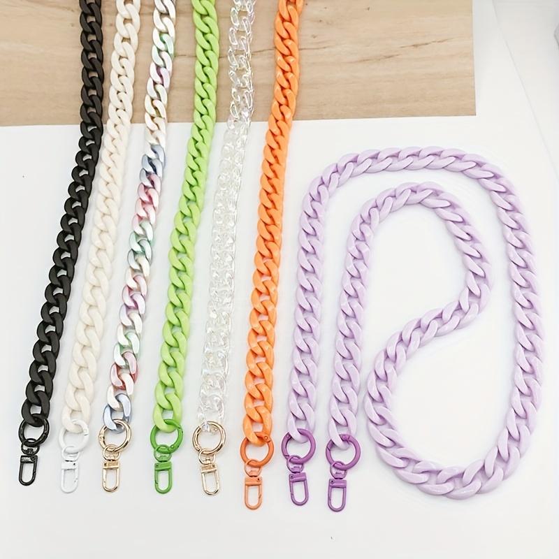 

1pc Simple Style Colorful Acrylic Bag Chain Braided With Slant Cross Chain With Clasps Flat Bag Chain Strap Handbag Chains Replacement Multicolor Acrylic Purse Shoulder Crossbody Chains