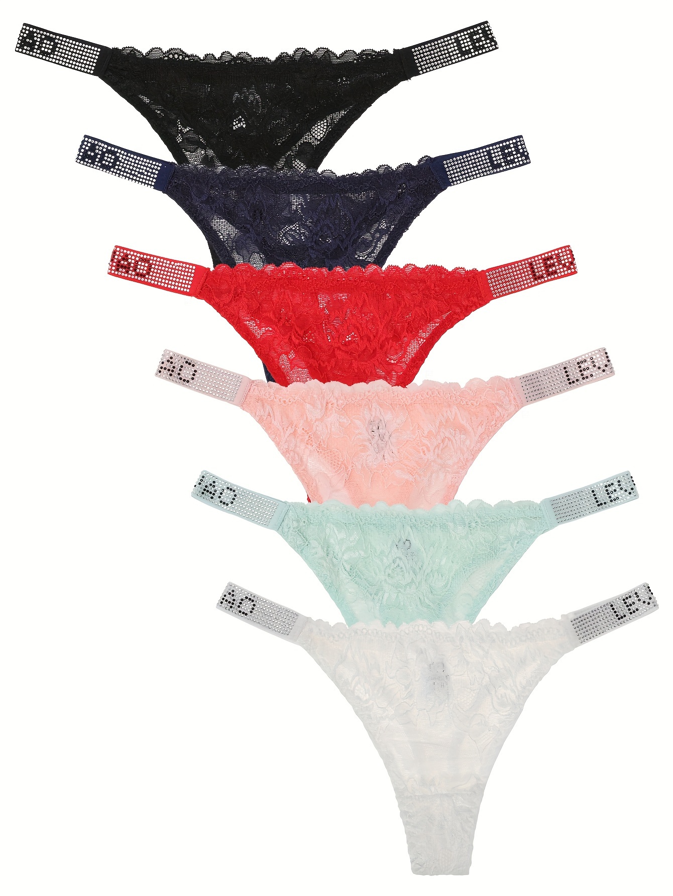 Letter Rhinestone Panties Soft Comfy Stretchy Intimates - Temu