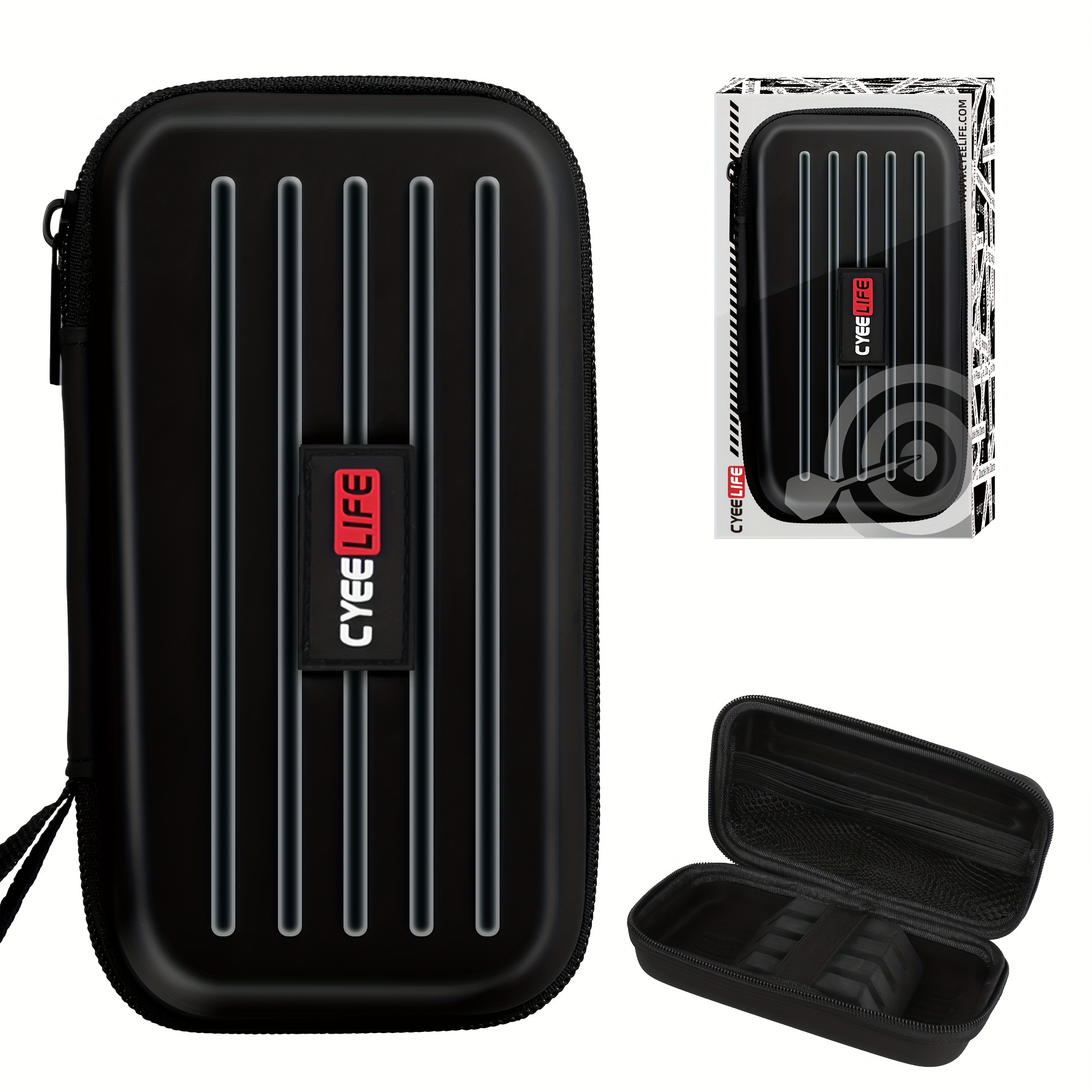 Image of Cyeelife Dart Case, Protection For Steel Or Soft Darts And Many Pockets For Dart Flights And Other Darts Accessories, Black, Suitcase