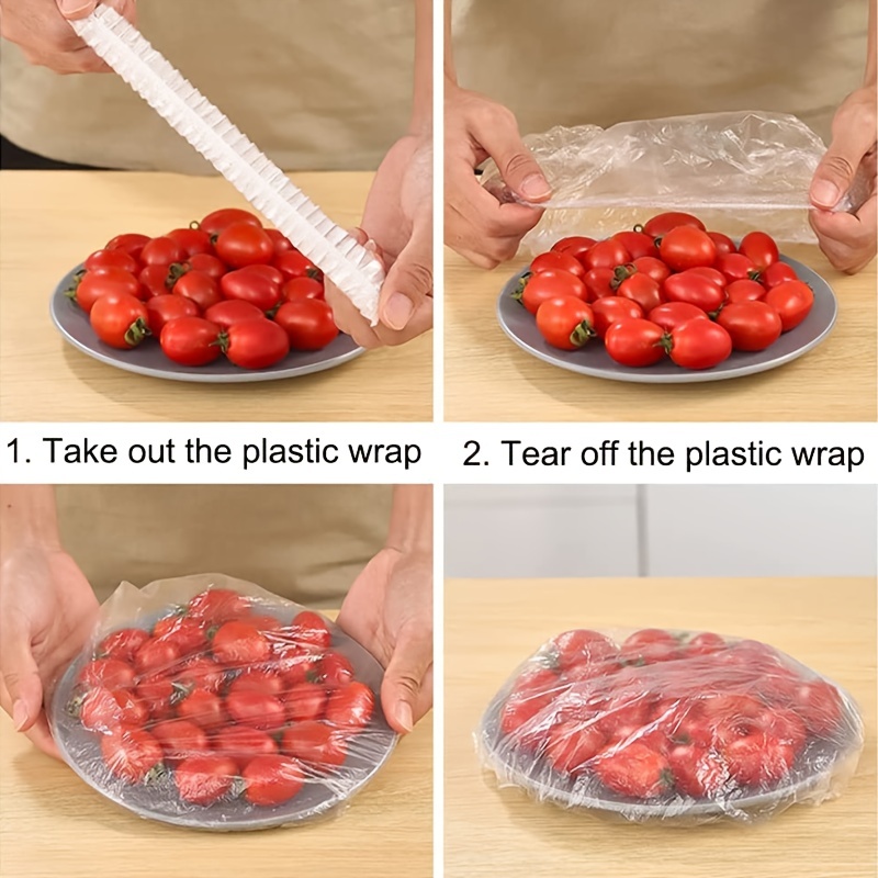 100pcs/1 Set Reusable Disposable Plastic Wrap Cover Food Cover