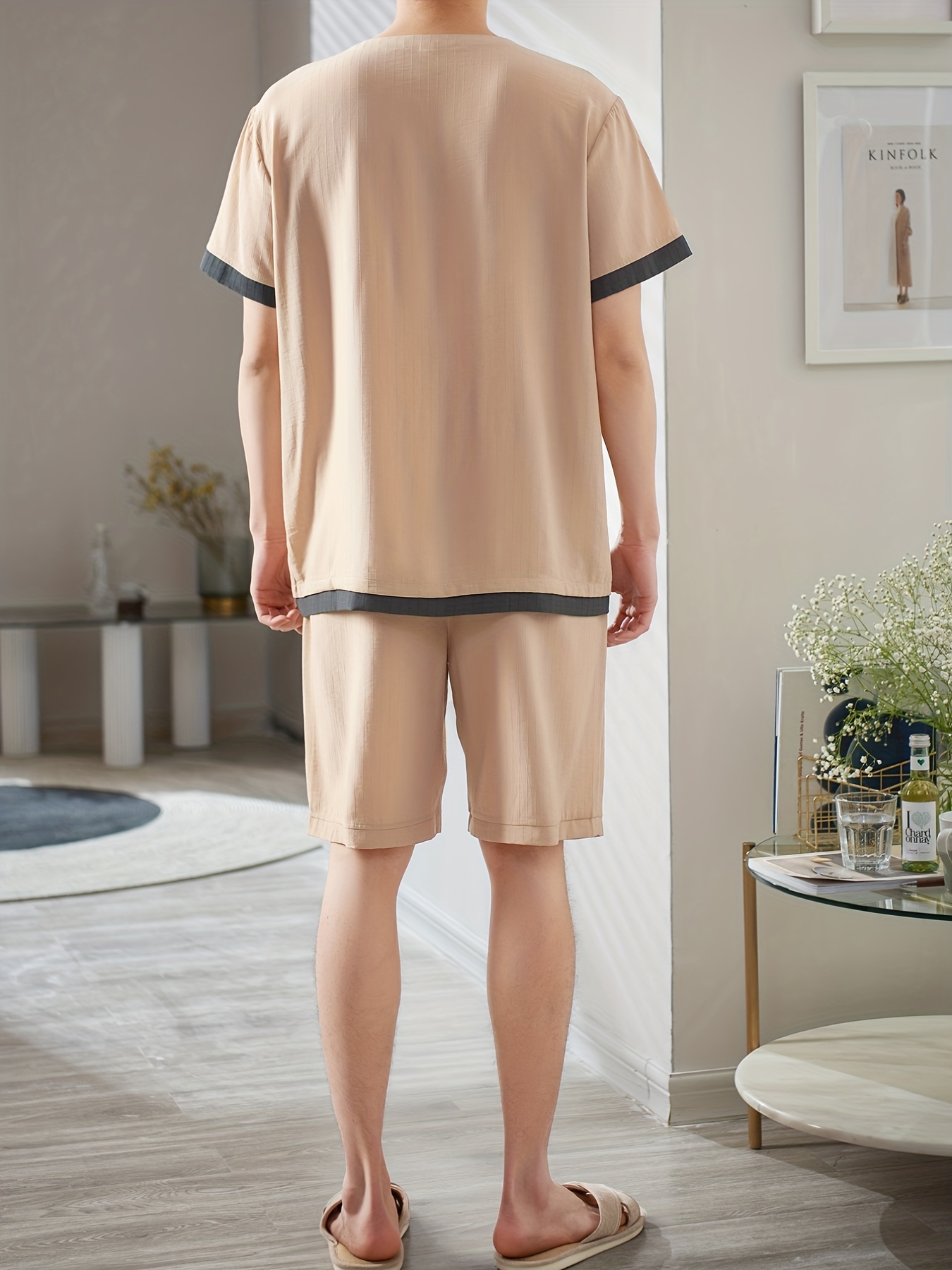 Pajamas Men Summer Short Sleeved Ice Silk Thin Breathable Homewear