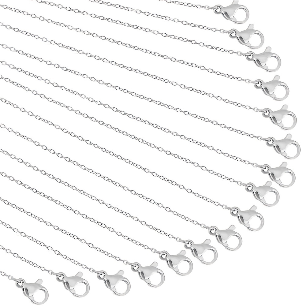 Silver Plated Link Chain With Stamp Necklace With Lobster - Temu