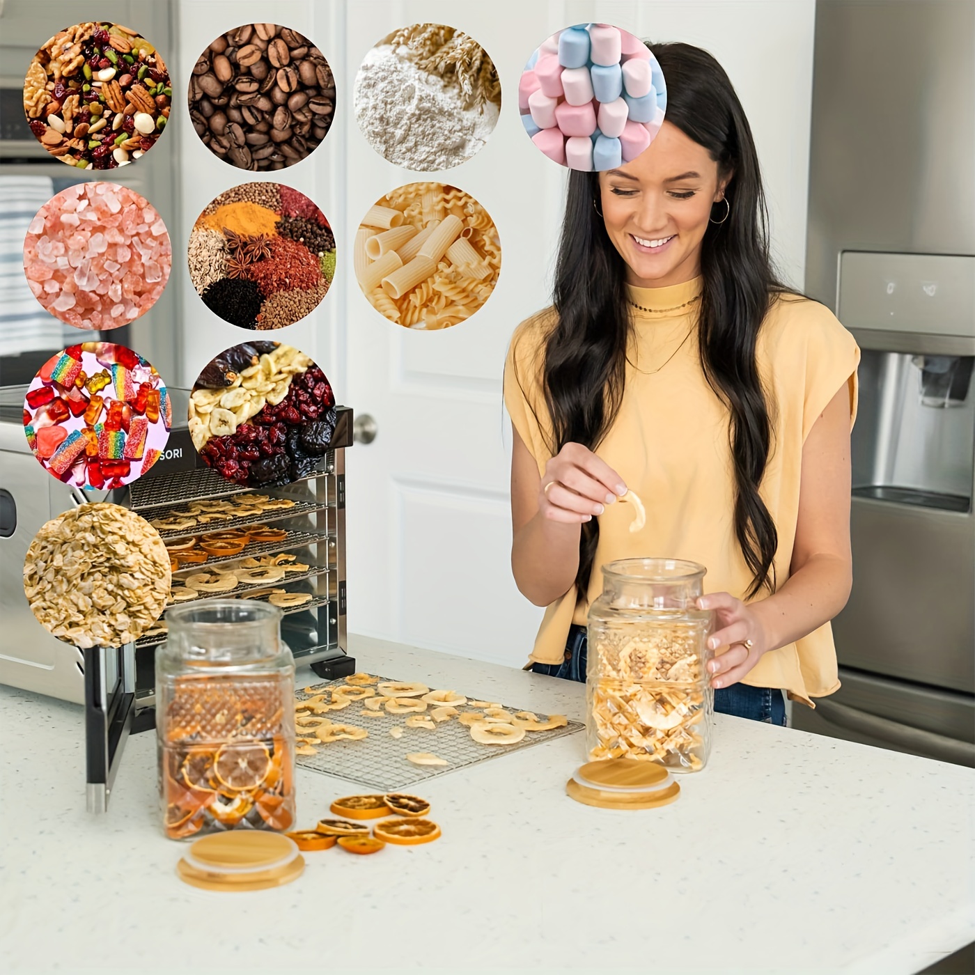 Square Large Glass Jar with Lid Kitchen Decorative Glass Jars with Coffee  Pasta Sugar Tea Snack Nut Cookie Jar with Airtight Lid