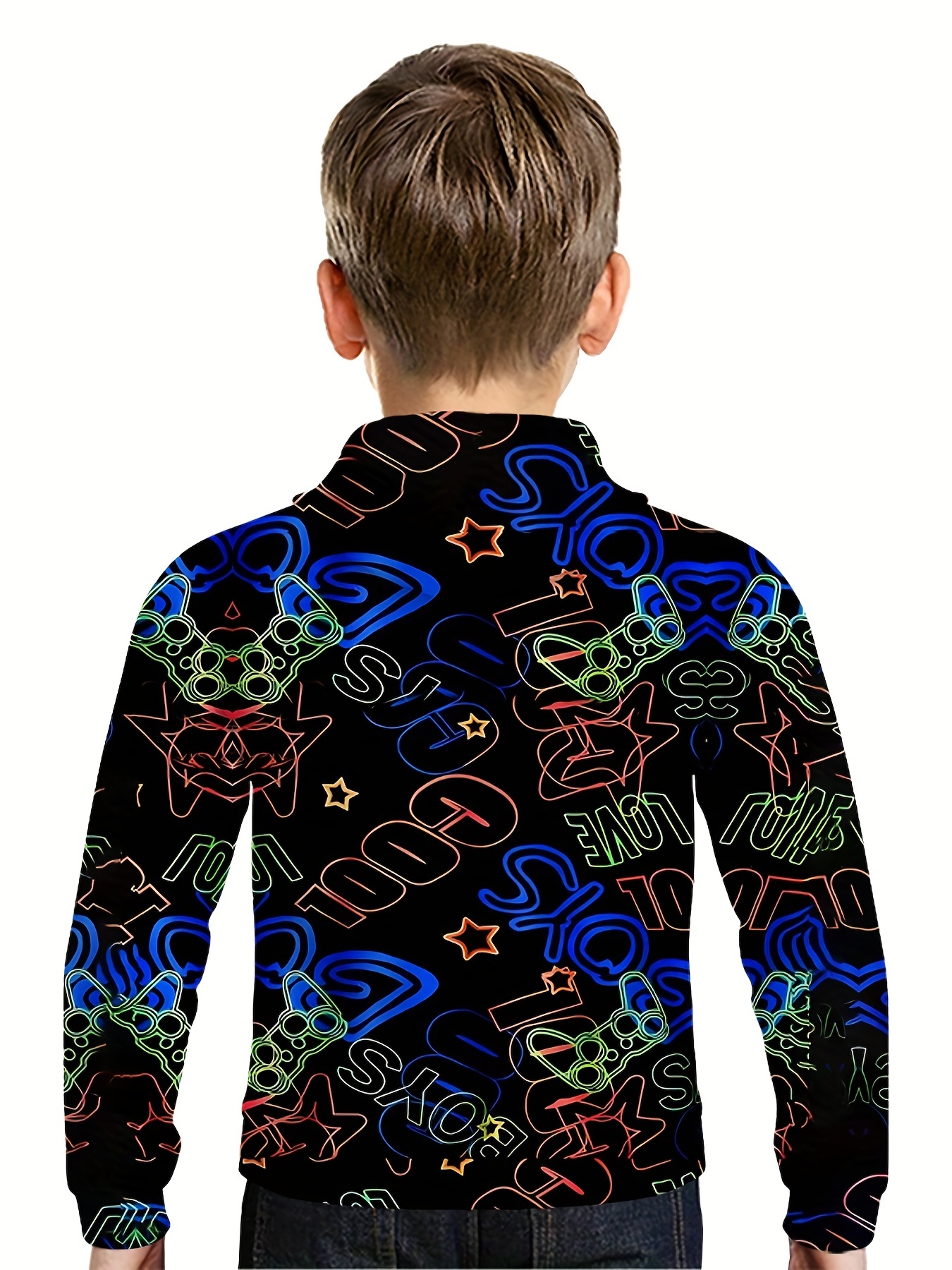 Boys And Girls Art Letter Graffiti 3d Print Trendy Hoodie, Kids